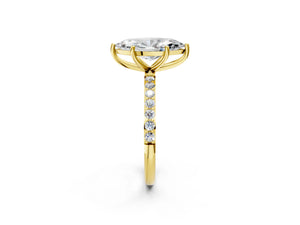 Yellow gold Marquise Cut Diamond Pavé Band Solitaire Ring with Four-Prong Setting_74