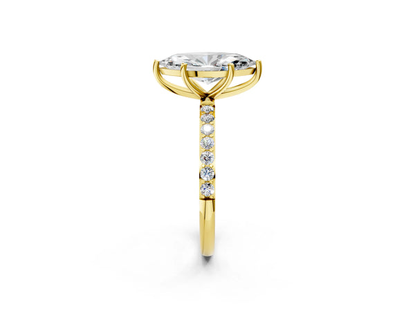 Yellow gold Marquise Cut Diamond Pavé Band Solitaire Ring with Four-Prong Setting_74