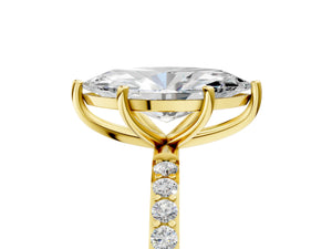 Yellow gold Marquise Cut Diamond Pavé Band Solitaire Ring with Four-Prong Setting_77