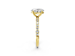 Yellow gold Oval Cut Diamond Pavé Band Solitaire Ring with Four-Prong Setting_20
