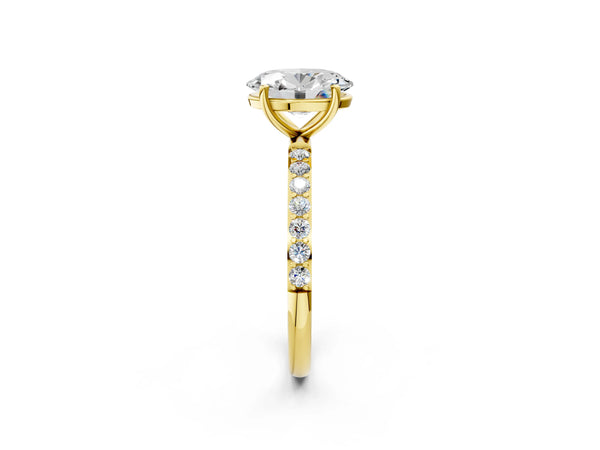 Yellow gold Oval Cut Diamond Pavé Band Solitaire Ring with Four-Prong Setting_20