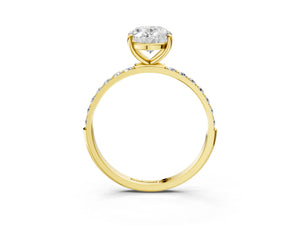 Yellow gold Oval Cut Diamond Pavé Band Solitaire Ring with Four-Prong Setting_27