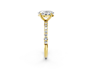 Yellow gold Oval Cut Diamond Pavé Band Solitaire Ring with Four-Prong Setting_2