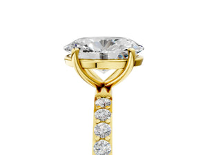 Yellow gold Oval Cut Diamond Pavé Band Solitaire Ring with Four-Prong Setting_35