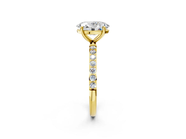 Yellow gold Oval Cut Diamond Pavé Band Solitaire Ring with Four-Prong Setting_44