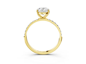 Yellow gold Oval Cut Diamond Pavé Band Solitaire Ring with Four-Prong Setting_69