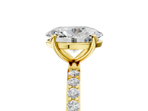 Yellow gold Oval Cut Diamond Pavé Band Solitaire Ring with Four-Prong Setting_77