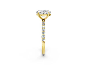 Yellow gold Oval Cut Diamond Pavé Band Solitaire Ring with Four-Prong Setting_80