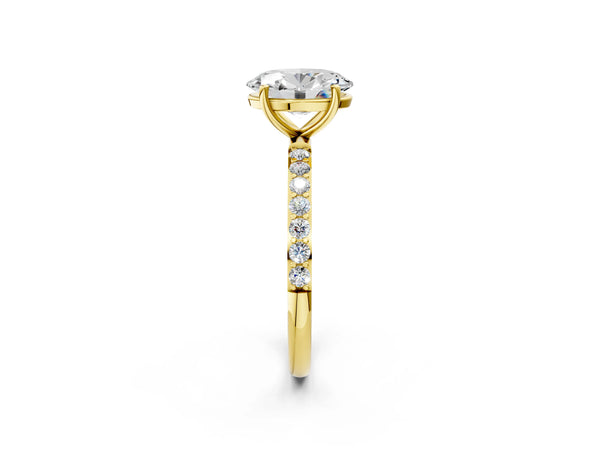 Yellow gold Oval Cut Diamond Pavé Band Solitaire Ring with Four-Prong Setting_80