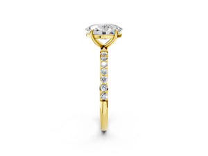 Yellow gold Oval Cut Diamond Pavé Band Solitaire Ring with Four-Prong Setting_98