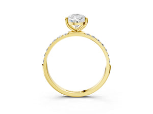 Yellow gold Pear Cut Diamond Pavé Band Solitaire Ring with Four-Prong Setting_45