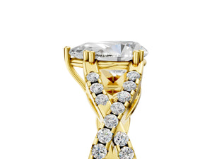Yellow gold Pear Solitaire Twist Band with Pavé Setting and Four-Prong Setting_59
