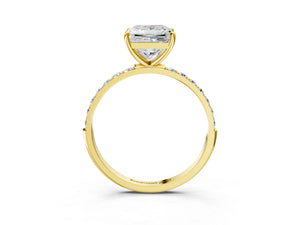Yellow gold Princess Cut Diamond Pavé Band Solitaire Ring with Four-Prong Setting_15