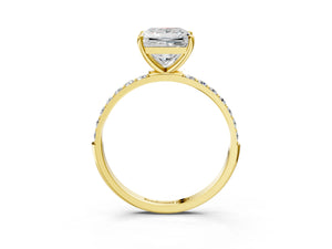 Yellow gold Princess Cut Diamond Pavé Band Solitaire Ring with Four-Prong Setting_21