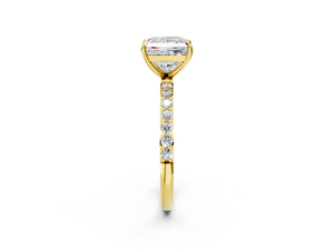 Yellow gold Princess Cut Diamond Pavé Band Solitaire Ring with Four-Prong Setting_2