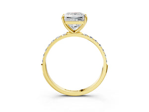 Yellow gold Princess Cut Diamond Pavé Band Solitaire Ring with Four-Prong Setting_33