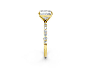 Yellow gold Princess Cut Diamond Pavé Band Solitaire Ring with Four-Prong Setting_50