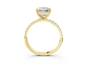 Yellow gold Princess Cut Diamond Pavé Band Solitaire Ring with Four-Prong Setting_63