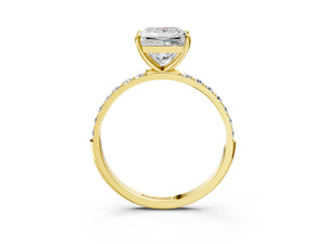Yellow gold Princess Cut Diamond Pavé Band Solitaire Ring with Four-Prong Setting_69