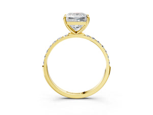 Yellow gold Princess Cut Diamond Pavé Band Solitaire Ring with Four-Prong Setting_99
