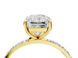 Yellow gold Radiant Cut Diamond Pavé Band Solitaire Ring with Four-Prong Setting_100