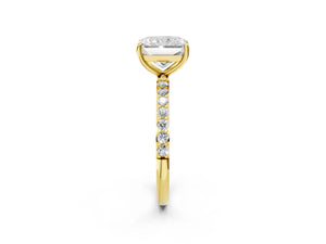 Yellow gold Radiant Cut Diamond Pavé Band Solitaire Ring with Four-Prong Setting_110