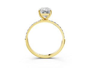 Yellow gold Radiant Cut Diamond Pavé Band Solitaire Ring with Four-Prong Setting_123