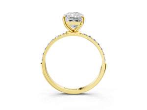Yellow gold Radiant Cut Diamond Pavé Band Solitaire Ring with Four-Prong Setting_15