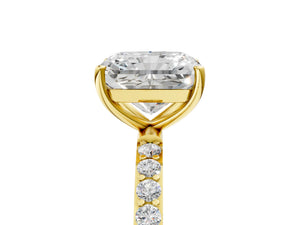 Yellow gold Radiant Cut Diamond Pavé Band Solitaire Ring with Four-Prong Setting_17