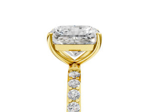 Yellow gold Radiant Cut Diamond Pavé Band Solitaire Ring with Four-Prong Setting_29