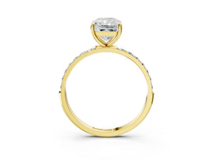 Yellow gold Radiant Cut Diamond Pavé Band Solitaire Ring with Four-Prong Setting_33