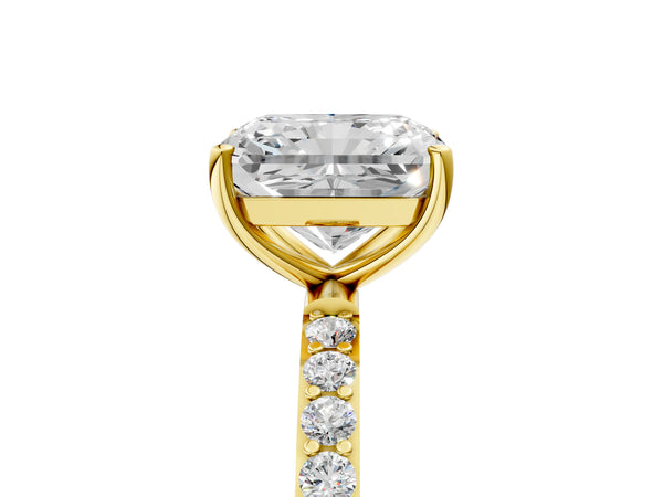 Yellow gold Radiant Cut Diamond Pavé Band Solitaire Ring with Four-Prong Setting_35