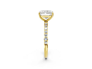 Yellow gold Radiant Cut Diamond Pavé Band Solitaire Ring with Four-Prong Setting_38