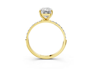 Yellow gold Radiant Cut Diamond Pavé Band Solitaire Ring with Four-Prong Setting_45