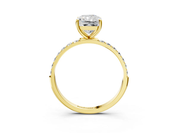 Yellow gold Radiant Cut Diamond Pavé Band Solitaire Ring with Four-Prong Setting_45