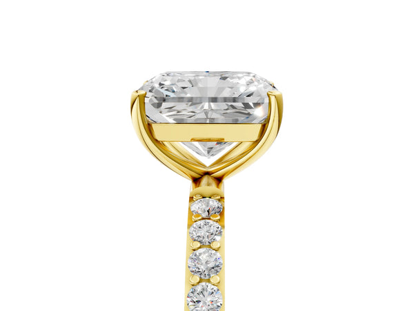 Yellow gold Radiant Cut Diamond Pavé Band Solitaire Ring with Four-Prong Setting_53