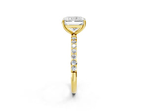 Yellow gold Radiant Cut Diamond Pavé Band Solitaire Ring with Four-Prong Setting_68