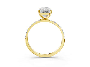 Yellow gold Radiant Cut Diamond Pavé Band Solitaire Ring with Four-Prong Setting_69