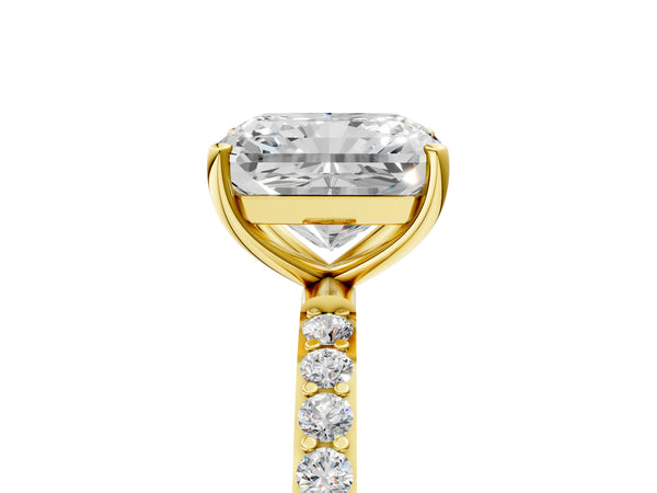 Yellow gold Radiant Cut Diamond Pavé Band Solitaire Ring with Four-Prong Setting_71