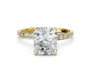 Yellow gold Radiant Cut Diamond Pavé Band Solitaire Ring with Four-Prong Setting_72
