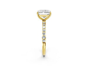 Yellow gold Radiant Cut Diamond Pavé Band Solitaire Ring with Four-Prong Setting_74