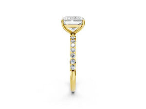 Yellow gold Radiant Cut Diamond Pavé Band Solitaire Ring with Four-Prong Setting_80