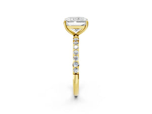Yellow gold Radiant Cut Diamond Pavé Band Solitaire Ring with Four-Prong Setting_86