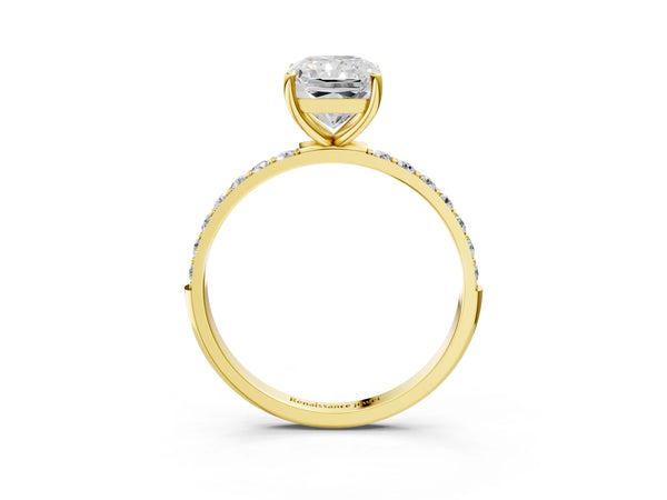 Yellow gold Radiant Cut Diamond Pavé Band Solitaire Ring with Four-Prong Setting_99