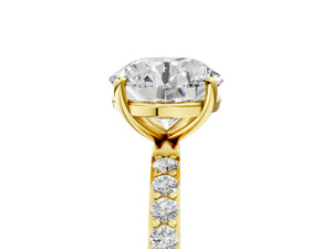 Yellow gold Round Cut Diamond Pavé Band Solitaire Ring with Four-Prong Setting_17