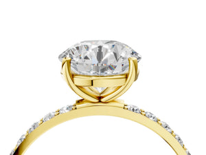 Yellow gold Round Cut Diamond Pavé Band Solitaire Ring with Four-Prong Setting_34