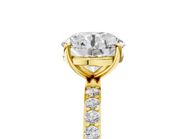 Yellow gold Round Cut Diamond Pavé Band Solitaire Ring with Four-Prong Setting_35