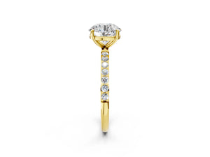 Yellow gold Round Cut Diamond Pavé Band Solitaire Ring with Four-Prong Setting_38