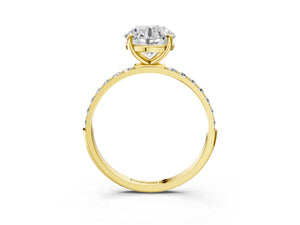 Yellow gold Round Cut Diamond Pavé Band Solitaire Ring with Four-Prong Setting_39