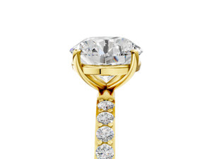 Yellow gold Round Cut Diamond Pavé Band Solitaire Ring with Four-Prong Setting_71